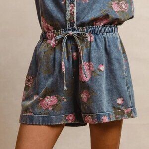 BiBi Floral Printed Denim Short Pants‎ With Pocket